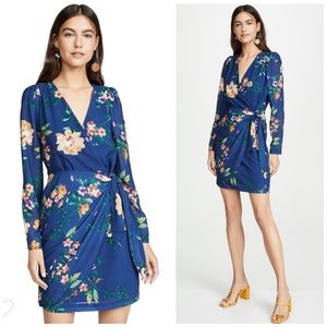 NWT Yumi Kim x Revolve South Side Blue Floral Faux Wrap Mini Dress Women's XS